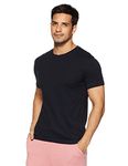 Van Heusen Athleisure Men Regular Fit T-Shirt-Cotton Rich-Smart Tech,Easy Stain Release,Anti Stat,Ultra Soft,Moisture Wicking_60021_Black_L