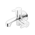 Pixaflo Fission Brass 2-Way Bib Cock 2-in-1 Tap Two Way Two in One Faucet with Wall Flange, Chrome