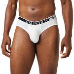 Emporio Armani Men's Side Logo Elastic Band Briefs, White, S