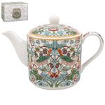 Lesser & Pavey William Morris White Strawberry Thief Teapot - Lovely Floral Fruit Design Ceramic Tea Pot Gift Idea