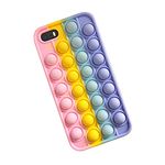 SDTEK Case Compatible with iPhone SE (2016-2019) 5 5s, Bubble Fidget Pop Soft Silicone Phone Cover (Rainbow)