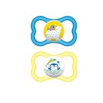 MAM Silicone Air Modern Pacifiers (2 Pack), Mam Sensitive Skin Pacifier 16+ Months, Best Pacifier For Breastfed Babies, Baby Boy Pacifiers, Designs May Vary