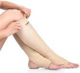 FOVERA Varicose Veins Compression Stockings (Below Knee), Open Toe knee length Sleeves for Swelling, Edema, Sore & Aching Legs, Pain Relief & Post Pregnancy, for Men & Women (Size - M, 1 Pair)