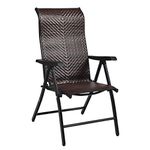 Tangkula Patio Rattan Folding Chair, Outdoor Wicker Portable Camping Chair with Widened Armrest, Foldable Chair with High Backrest for Garden Balcony Outdoor & Indoor (1)