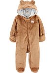 Simple Joys by Carter's Baby Fleece Footed Jumpsuit Pram Snowsuit, Brown Bear, 6-9 Months