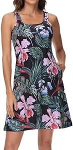 Women’s UPF 50+ Tank Dress A-Line with Pockets Breathable Quick Dry Sun Protection for Hiking Camping Beach Outdoors