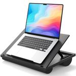 Adjustable Lap Desk - HUANUO 8 Adjustable Angles & Dual Cushions Laptop Stand Fits Up to 15.6In for Car Laptop Desk, Work Table, Lap Writing Board & Drawing Desk on Sofa or Bed (Black)