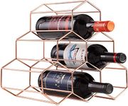 Lavish Craft Wine Rack for 6 Bottles Countertop Free Standing Metal - Portable. Modern & Minimalistic Design for Tabletop Wine Bottle Holder Wine Gifts and Accessories for Wine Lovers (Rose Gold)