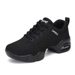 CERYTHRINA Women's Jazz Shoes Lace-up Sneakers Modern Dance Shoes Platform Walking Dance Shoes, Black 21, 8 Women/7 Men