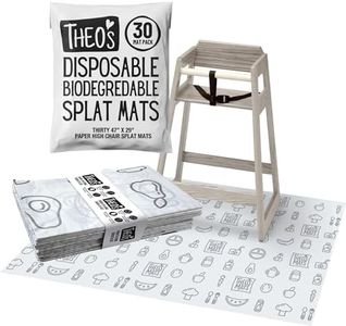 THEO'S 30 Pack | Disposable Splat Mats | Biodegradable + Compostable | MATS | Under Highchair Splat Mat for Floor | Baby Led Weaning Supplies | (THEO001)