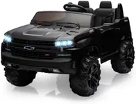 Hetoy 24V 2-Seater Truck Licensed Chevrolet Silverado Ride On Car Toy w/Parent Remote Control,4xSpring Suspension, 3 Speeds, Wireless Music, MP3 Player, Electric Vehicle Car for Kids Ages 3-8, Black