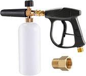 Snow Foam Lance Foam Gun, 1L Adjustable 1/4" Quick Release Foam Cannon Soap Dispenser Nozzle Pressure Washer Gun Jet Wash Gun with M22-14mm Female to M22-15mm Male Connector for Pressure Washer Hose