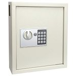 KYODOLED Electronic 40 Key Cabinet Wall Mount,Digital Key Safe Lock Box,Large Security Lockbox for House Key,Heavy Duty Combination Lock Storage,14.37'' X 11.8'' X3.93''(White,40 Keys)