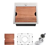 Kitchen Sink 15 x 15 Bar Sink Drop in Stainless Steel Workstation Sink, Single Bowl Kitchen Sink with Accessories