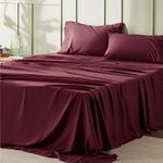 Bedsure Queen Sheets Burgundy - Soft Sheets for Queen Size Bed, 4 Pieces Hotel Luxury Queen Sheet Set, Easy Care Polyester Microfiber Cooling Bed Sheet Set