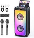 HWWR Karaoke Machine with 2 Wireless Microphones, Portable Bluetooth Karaoke Speaker for Adults, Big Party PA System with Disco Lights for Gatherings, Stage Monitors, Best Gifts for All