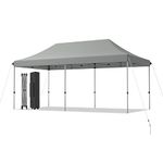 Tangkula 10 x 20 Ft Pop Up Canopy Tent, Easy Set-up Outdoor Tent Commercial Instant Shelter, Portable Folding Canopy Tent w/Wheeled Carry Bag, 3 Adjustable Heights, Guy Ropes & Ground Stakes (Grey)