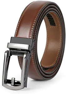 WERFORU Leather Ratchet Belt for Men Perfect Fit Waist Size Up to 50 Inches with Automatic Buckle
