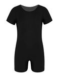 Nimiya Boys Girls Short Sleeve Biketard Unitard Shorty Bodysuit for Kids Dance Gymnastics Swimming PE Leotard Black 6 Years