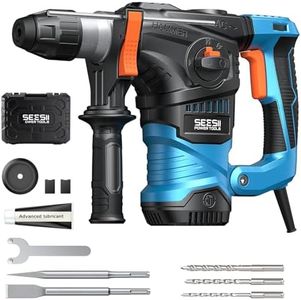 Seesii 13 Amp SDS-Plus Rotary Hammer Drill for Concrete, 6J, 4 Functions