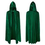 AOOWU Green Cape Halloween Hooded Cape Witch Cosplay Accessories Kids Fancy Dress Costume Kids Grim Reaper Cape Long Cloak for Vampire Halloween Family Party Fancy Dress Masquerade (100cm/39in)