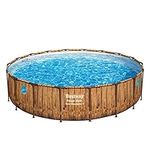 Bestway Power Steel Swim Vista Series Pool Set | Natural Wood Grain Effect | 18' x 48"/5.49m x 1.22m