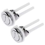 2 Pcs Standard 38 mm Toilet Buttons with Four Rods Dual Push Button Toilet Flush Button for Toilet Closestool Cistern Replacement Accessories (Silver)