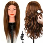 SZCY LLC Mannequin Head with 100% Real Human Hair Cosmetology Mannequin Head to Practice Hairstyles Doll Head Training Head for Hairdresser