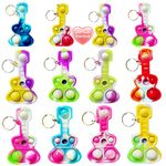 Goodangie00 20 Packs Rainbow Bulk Mini Pop Guitar Bubble Fidget Keychain Gift for Holiday Kids Boys Girls Beach Party Favors and Classroom Student Prize