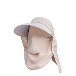 XForce Plaza Women's Polyester Wide Brim Sun Hat Multifunctional UPF 50 Protection Bucket Fishing Hat Cap (Beige) Free Size