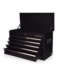 US PRO Tool Box 6 Drawer Mobile Tool Chest Portable Tool Cabinet Gloss Black Ball Bearing Slide Drawers