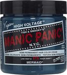 MANIC PANIC Mermaid Hair Dye - Classic High Voltage - Semi Permanent Hair Color - Neon, Cool Ocean Blue, Slightly Green Undertones - Glows In Blacklight - Vegan, PPD & Ammonia-Free - For Coloring Hair