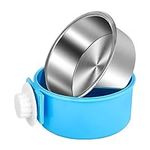 Joyoldelf 2-in-1 Pet Hanging Bowl for Crates & Cages Removable Stainless Steel Dog Bowl with Plastic Puppy Feeder Food Water Bowl for Cat, Rabbit, Bird, Hamster, Shitzu, Ferret