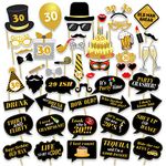 Party Propz 30TH Birthday Photobooths - 50Pcs Happy Birthday Photo Booth Props for 30th Birthday