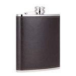 18 oz Coffee Color Stainless Steel Large Capacity Whiskey Liquor Hip Flask with Leather Wrapped, TOX TANEAXON