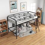 HomSof Metal Twin Loft Bed Twin Size High Loft Bed, Black