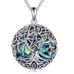 YFN Tree of Life Necklace Sterling Silver Pentagram Tree Pendant Jewelry Wiccan Gifts for Women Men