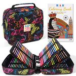 H & B Colored Pencils Set with Coloring Book, Eraser, and Sharpener - Perfect for Drawing and Coloring - Soft Oil-Based Cores Ideal for Adults, Kids, and Beginners (120)