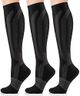 CAMBIVO 3 Pairs Compression Socks(20-30 mmHg) for Women and Men, fit for Running, Flight, Travel, Pregnancy, Nurses, Medical, Circulation and Recovery - (L/XL, Black Black Black)