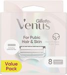 Gillette Venus Women Bikini Pubic Hair and Skin Razor Refill Blades for Intimate Grooming 8 Count