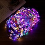 Coxeer LED Flower Crown, Led Flower Wreath Headband Luminous 15 PCS Led Flower Headpiece Flower Headdress For Girls Women Wedding Festival Holiday Christmas New Year Party