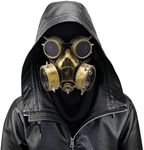 Steampunk Metal Gas Mask with Goggles, Death Mask Helmet for Halloween Easter Costume Props Party, Gold, Free