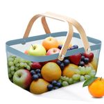 The Better Home Metal Mesh Basket for Storage With Wooden Handle | Fruit & Vegetable Basket | Home Storage Organizer | 720g | Picnic Basket | Multipurpose & Portable | Basket for storage | Blue