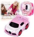 Brand Conquer Mini Remote Control Car Watch Toys, Easy Control Safe 98.4ft Remote Control Distance Cute Wrist Racing Car Watch Silicone Strap with Dust Cover for Outdoor (Bugatti Divo Pink)