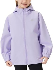 IOFLIGGA Kids Rain Jacket Lightweight Waterproof Rain Coats Outerwear with Hood for Boys Girls Size 4-15