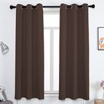 Eyelet Curtain,Opaque 75%-95% Blackout Thermal Curtain,Cold and Heat Insulation Decorative Curtain Heat Protection Curtain Winter Summer (Width x Height) W460 x H250cm Brown 1PCS