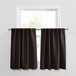 PONY DANCE Short Window Curtains - Back Tab Valances Home Decor Small Panels Light Block for Nursery/Bay Windows Bathroom, 42 Wide x 36 Inches Long, Brown, 2 Pieces