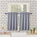 CAROMIO Waterproof Kitchen Curtains Embossed Textured Tier Curtains Short Cafe Curtains Small Half Window Treatment Curtains for Kitchen Bathroom Bedroom Living Room, 2 x 30 W x 24" L, Grey