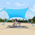 Sunhigo Anti-Wind Beach Canopy Tent Sun Shade UPF50+ Family Beach Sunshade Tent with 2 Stability Poles, Special Spiral Anchor, Portable Pop Up Sun Shelter for Beach, Backyard, Picnics (7x7 Ft,Blue)