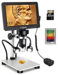 7" LCD Digital Microscope 1200X,Leipan 12MP Coin Microscope with Screen for Adults,1080P Video Microscope with 12pcs Slides,Wired Remote,2 Side Lights,Windows/Mac OS Compatible(32GB Card)